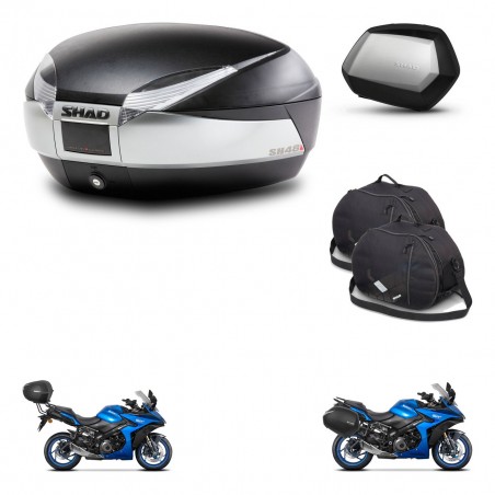 SHAD Maletas SH35 PREMIUM + soporte montaje baul SH48 accesorios TITANIUM KIT-481477