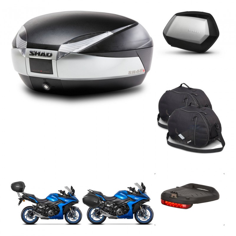 SHAD SH35 PREMIUM suitcases + mounting bracket SH48 trunk accessories TITANIUM KIT-481483