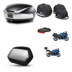 SHAD SH35 PREMIUM suitcases + mounting bracket SH48 trunk accessories TITANIUM KIT-481495