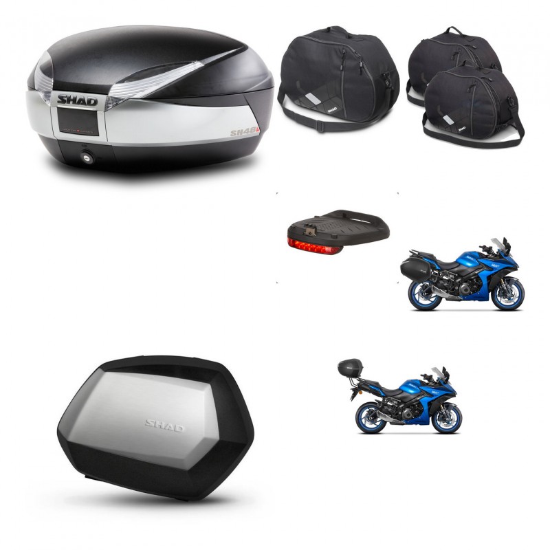 SHAD Maletas SH35 PREMIUM + soporte montaje baul SH48 accesorios TITANIUM KIT-481495