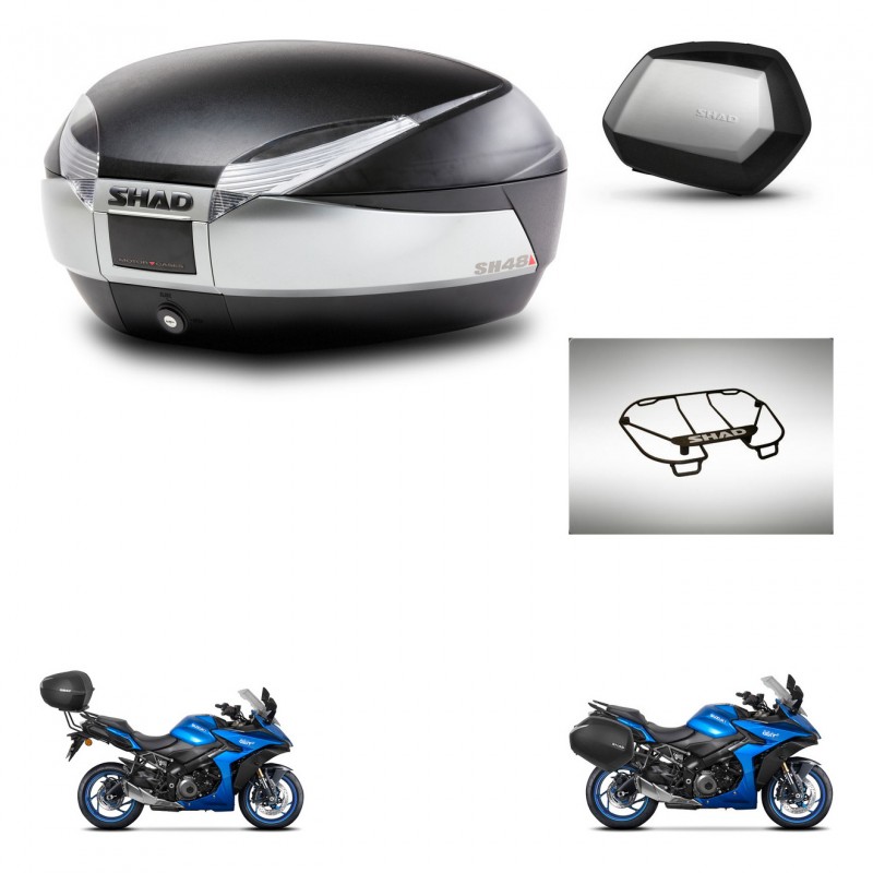 SHAD SH35 PREMIUM suitcases + mounting bracket SH48 trunk accessories TITANIUM KIT-481500