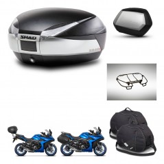 SHAD SH35 PREMIUM suitcases + mounting bracket SH48 trunk accessories TITANIUM KIT-481501