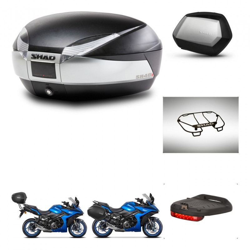 SHAD Maletas SH35 PREMIUM + soporte montaje baul SH48 accesorios TITANIUM KIT-481506