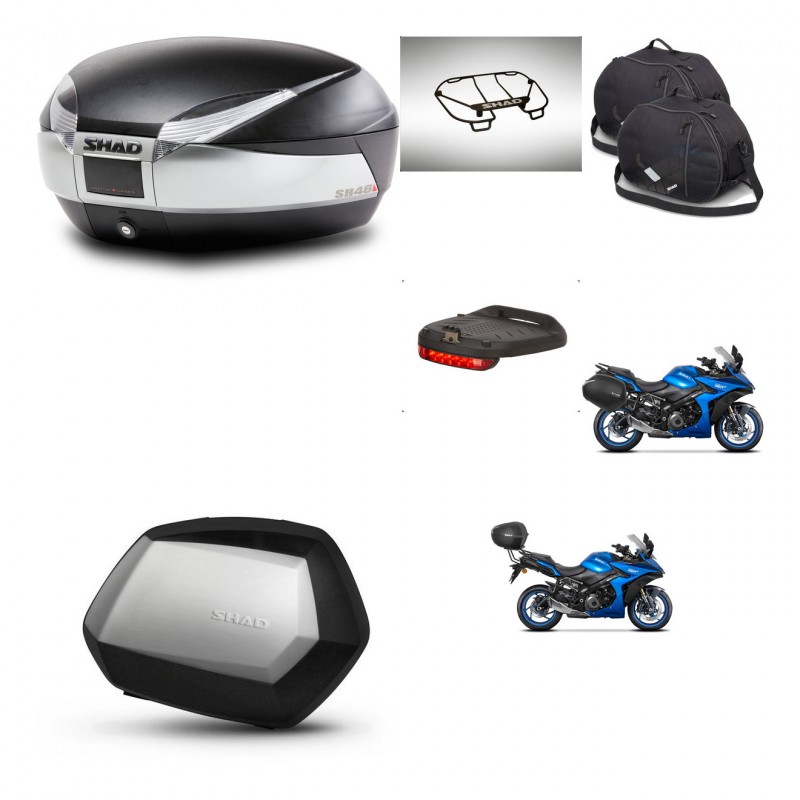 SHAD SH35 PREMIUM suitcases + mounting bracket SH48 trunk accessories TITANIUM KIT-481507
