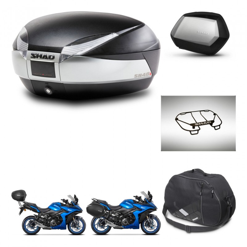 SHAD SH35 PREMIUM suitcases + mounting bracket SH48 trunk accessories TITANIUM KIT-481512