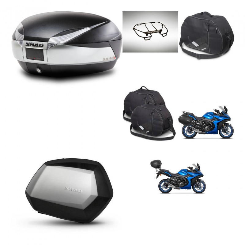 SHAD SH35 PREMIUM suitcases + mounting bracket SH48 trunk accessories TITANIUM KIT-481513