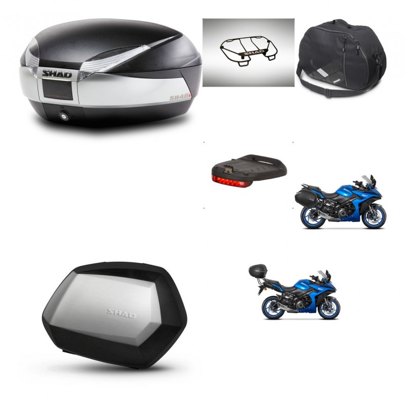 SHAD SH35 PREMIUM suitcases + mounting bracket SH48 trunk accessories TITANIUM KIT-481518