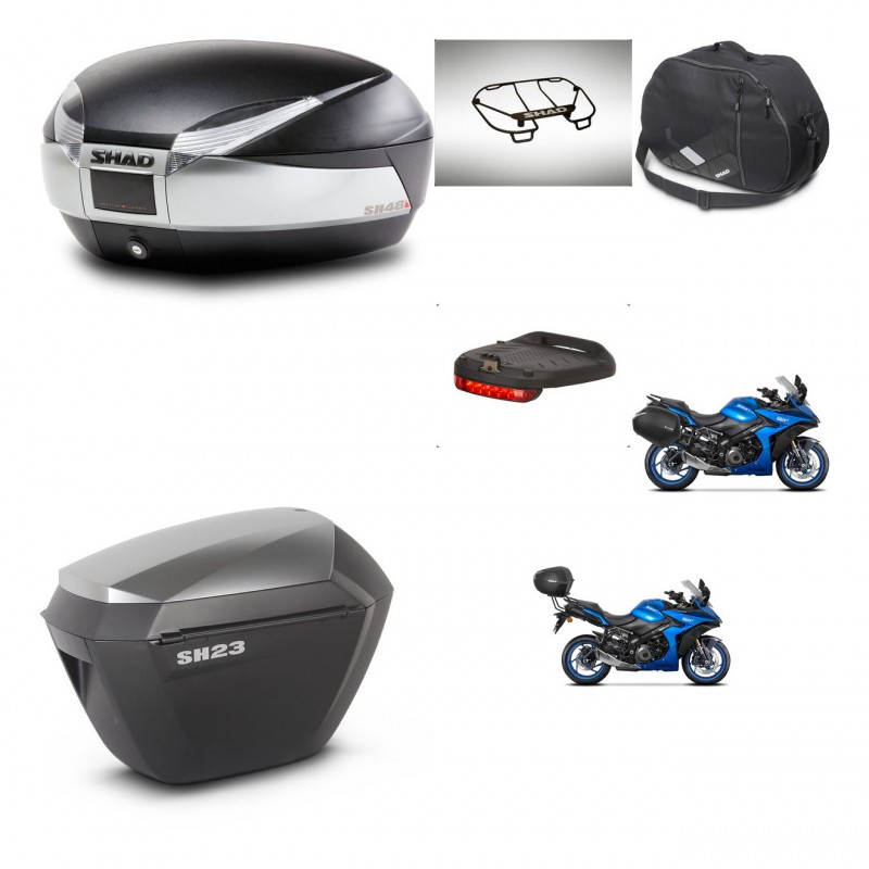 SHAD Maletas sh23 alu + soporte montaje baul SH48 accesorios TITANIUM PREMIUM KIT-481520