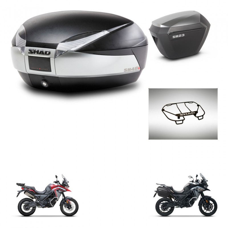SHAD Maletas sh23 alu + soporte montaje baul SH48 accesorios TITANIUM PREMIUM KIT-481550