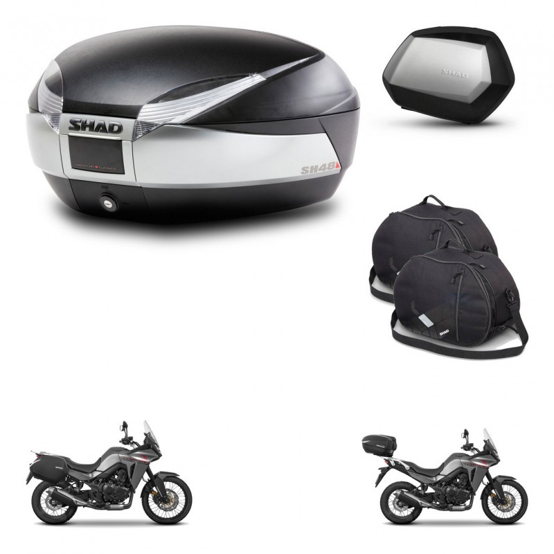 SHAD SH35 PREMIUM suitcases + mounting bracket SH48 trunk accessories TITANIUM KIT-481573
