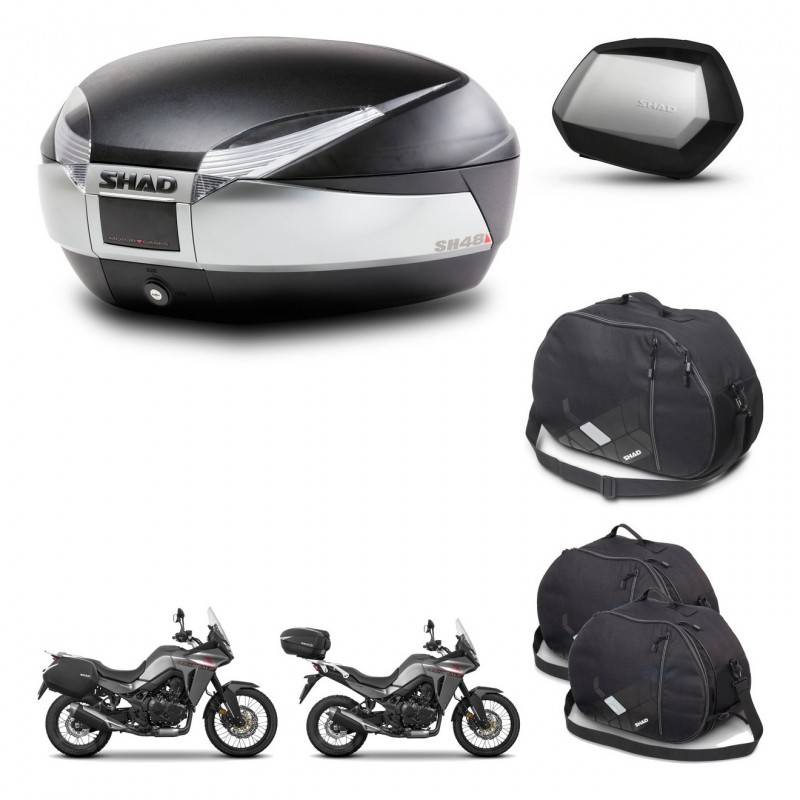 SHAD SH35 PREMIUM suitcases + mounting bracket SH48 trunk accessories TITANIUM KIT-481585