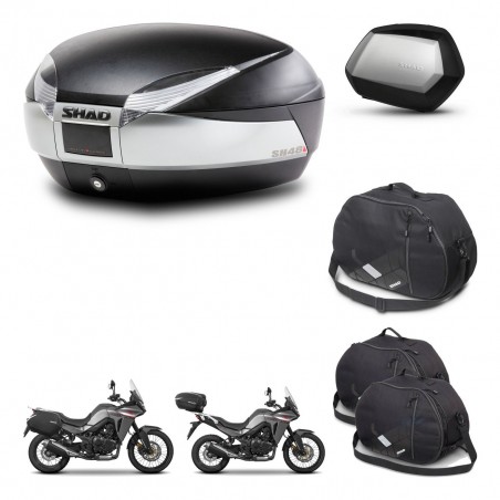 SHAD Maletas SH35 PREMIUM + soporte montaje baul SH48 accesorios TITANIUM KIT-481585