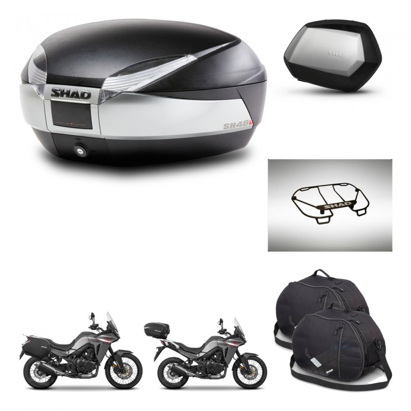 SHAD SH35 PREMIUM suitcases + mounting bracket SH48 trunk accessories TITANIUM KIT-481597