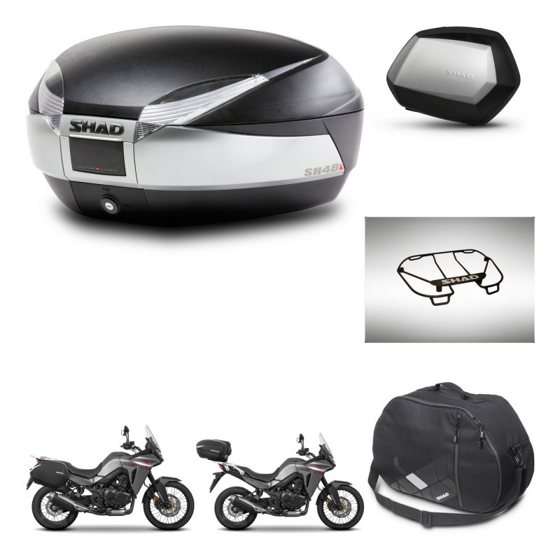 SHAD SH35 PREMIUM suitcases + mounting bracket SH48 trunk accessories TITANIUM KIT-481608