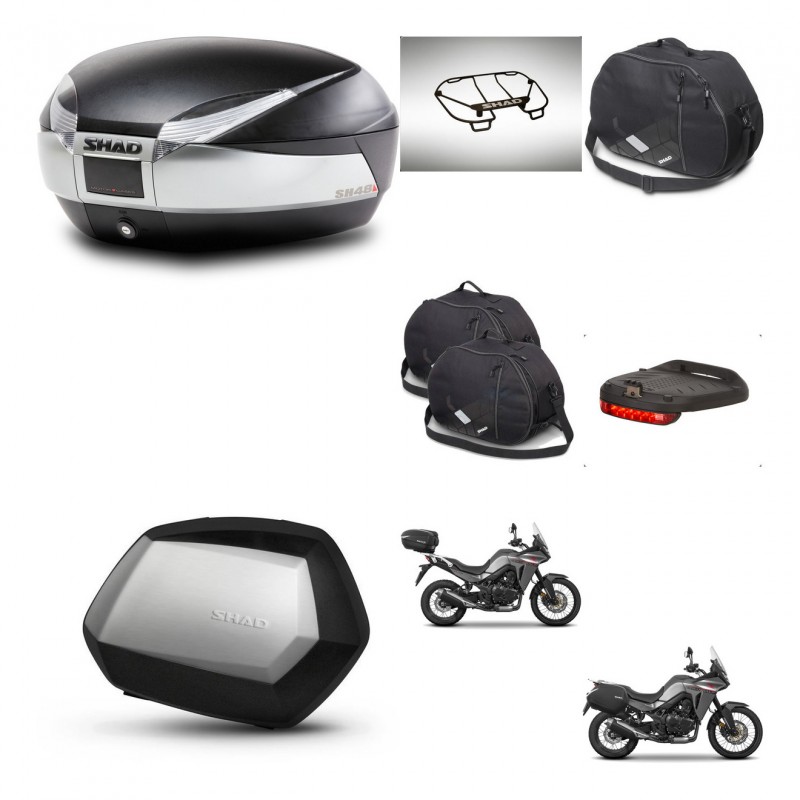 SHAD SH35 PREMIUM suitcases + mounting bracket SH48 trunk accessories TITANIUM KIT-481615