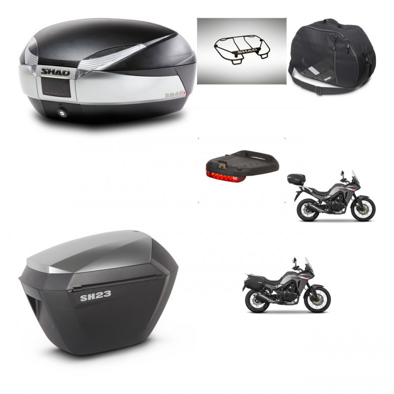 SHAD SH23 alu suitcases + mounting bracket SH48 trunk accessories TITANIUM PREMIUM KIT-481616