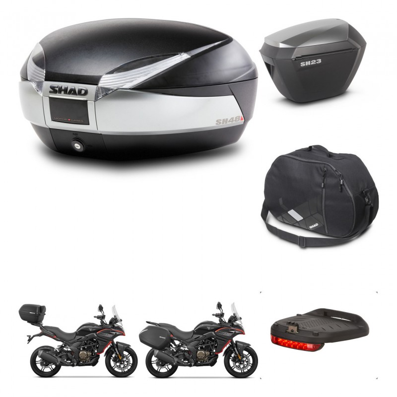 SHAD Maletas sh23 alu + soporte montaje baul SH48 accesorios TITANIUM PREMIUM KIT-481640
