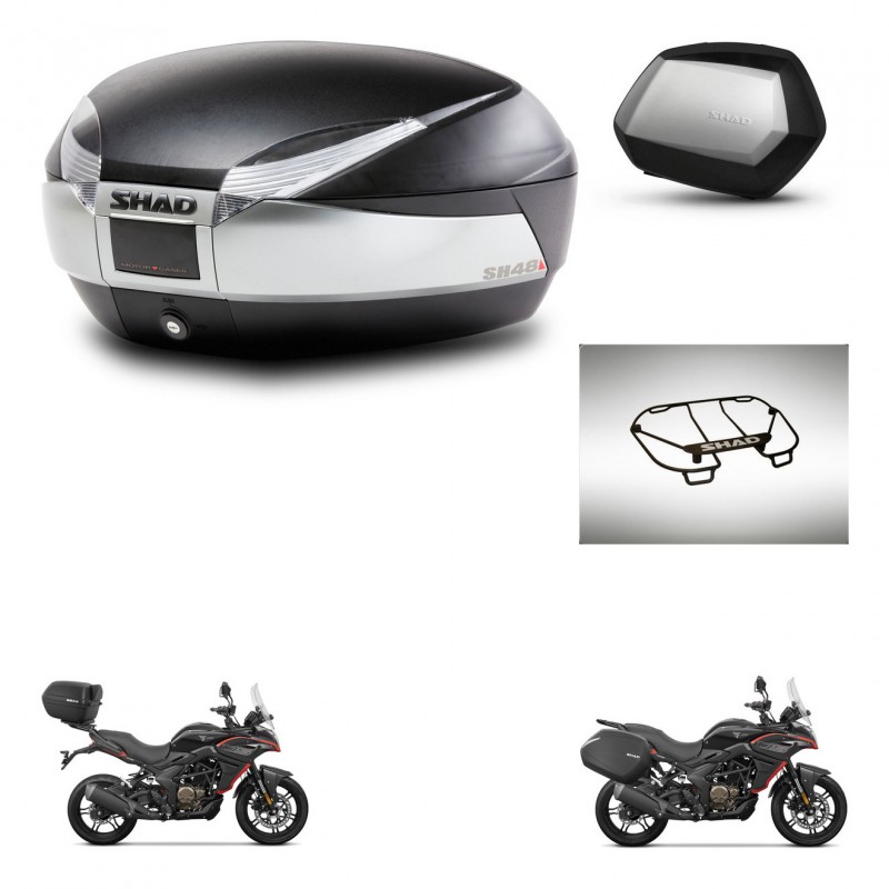SHAD SH35 PREMIUM suitcases + mounting bracket SH48 trunk accessories TITANIUM KIT-481644