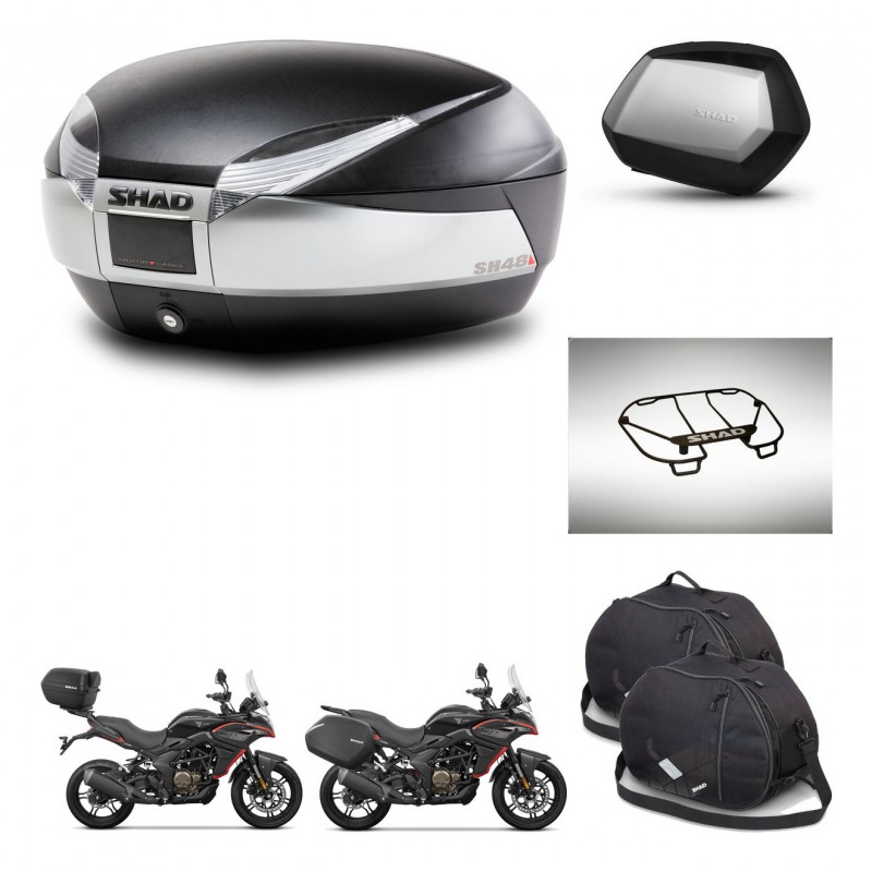 SHAD SH35 PREMIUM suitcases + mounting bracket SH48 trunk accessories TITANIUM KIT-481645
