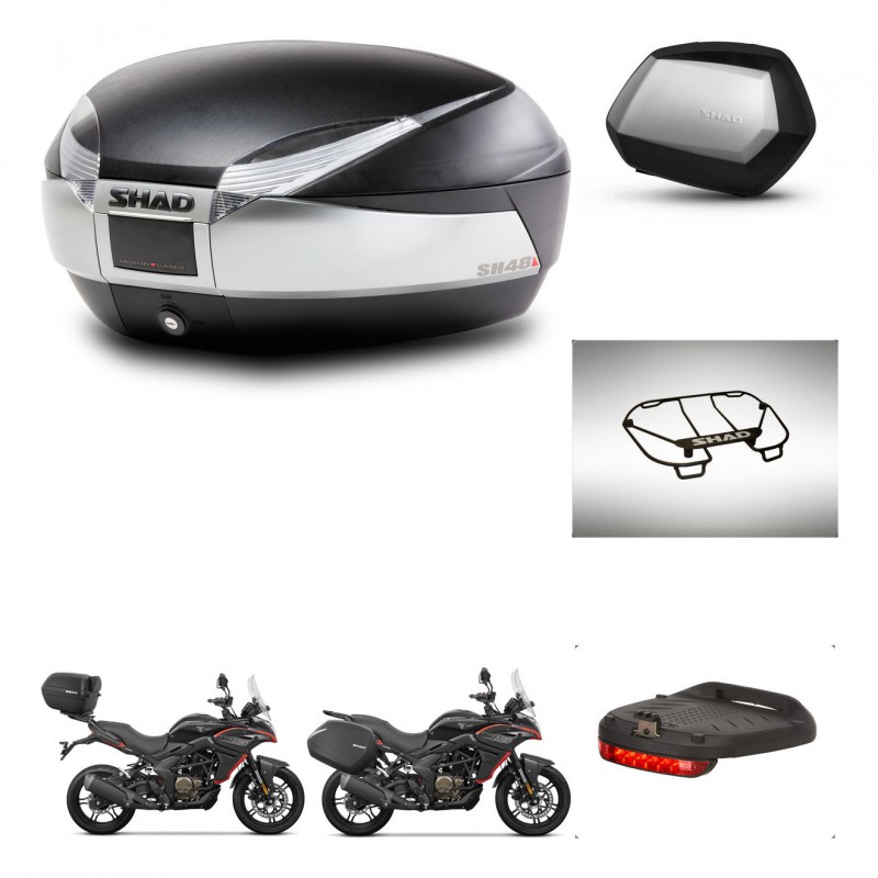 SHAD SH35 PREMIUM suitcases + mounting bracket SH48 trunk accessories TITANIUM KIT-481650