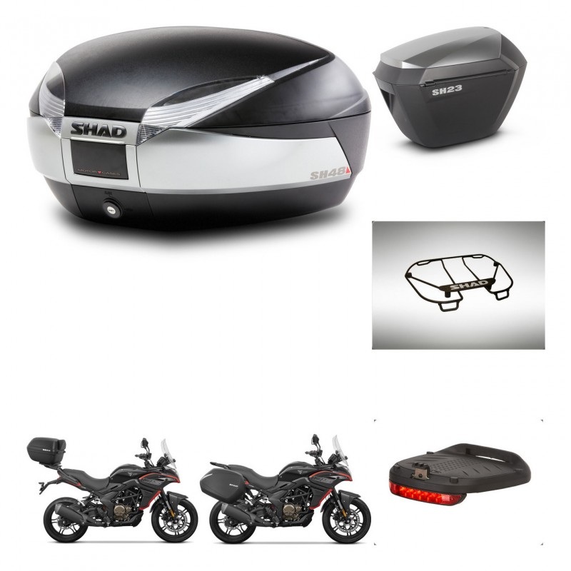 SHAD SH23 alu suitcases + mounting bracket SH48 trunk accessories TITANIUM PREMIUM KIT-481652