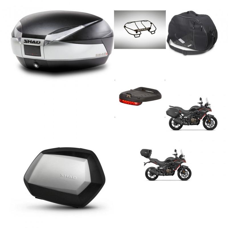 SHAD SH35 PREMIUM suitcases + mounting bracket SH48 trunk accessories TITANIUM KIT-481662