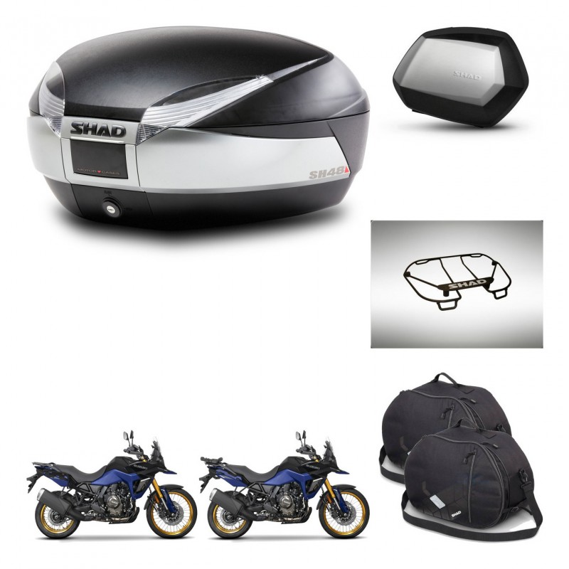 SHAD SH35 PREMIUM suitcases + mounting bracket SH48 trunk accessories TITANIUM KIT-481693