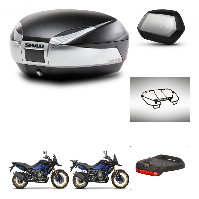 SHAD Maletas SH35 PREMIUM + soporte montaje baul SH48 accesorios TITANIUM KIT-481698