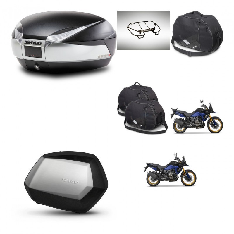 SHAD Maletas SH35 PREMIUM + soporte montaje baul SH48 accesorios TITANIUM KIT-481705