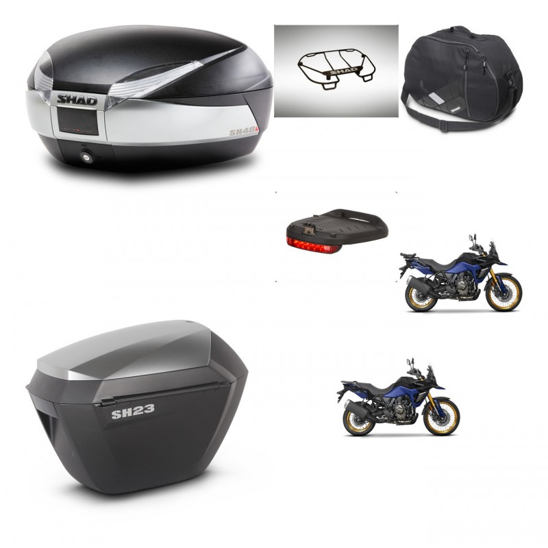 SHAD SH23 alu suitcases + mounting bracket SH48 trunk accessories TITANIUM PREMIUM KIT-481712
