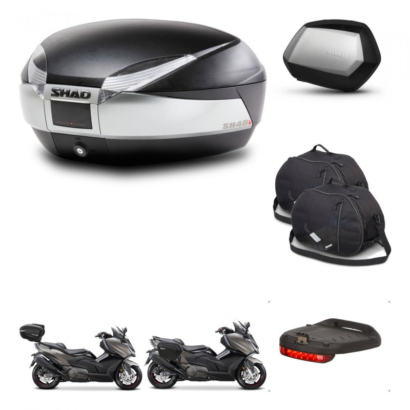 SHAD Maletas SH35 PREMIUM + soporte montaje baul SH48 accesorios TITANIUM KIT-481771