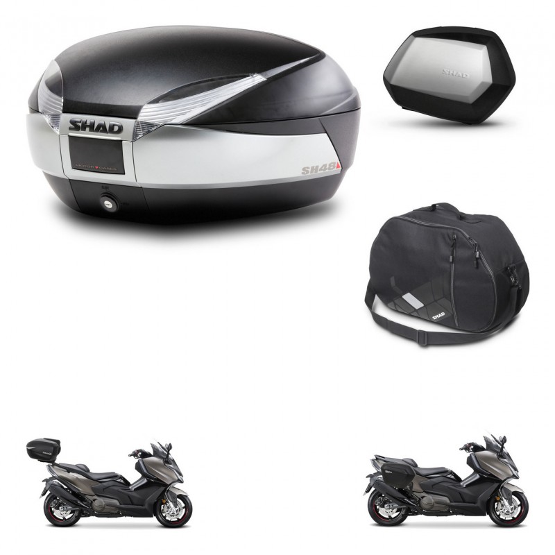 SHAD SH35 PREMIUM suitcases + mounting bracket SH48 trunk accessories TITANIUM KIT-481776