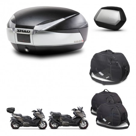 SHAD Maletas SH35 PREMIUM + soporte montaje baul SH48 accesorios TITANIUM KIT-481777