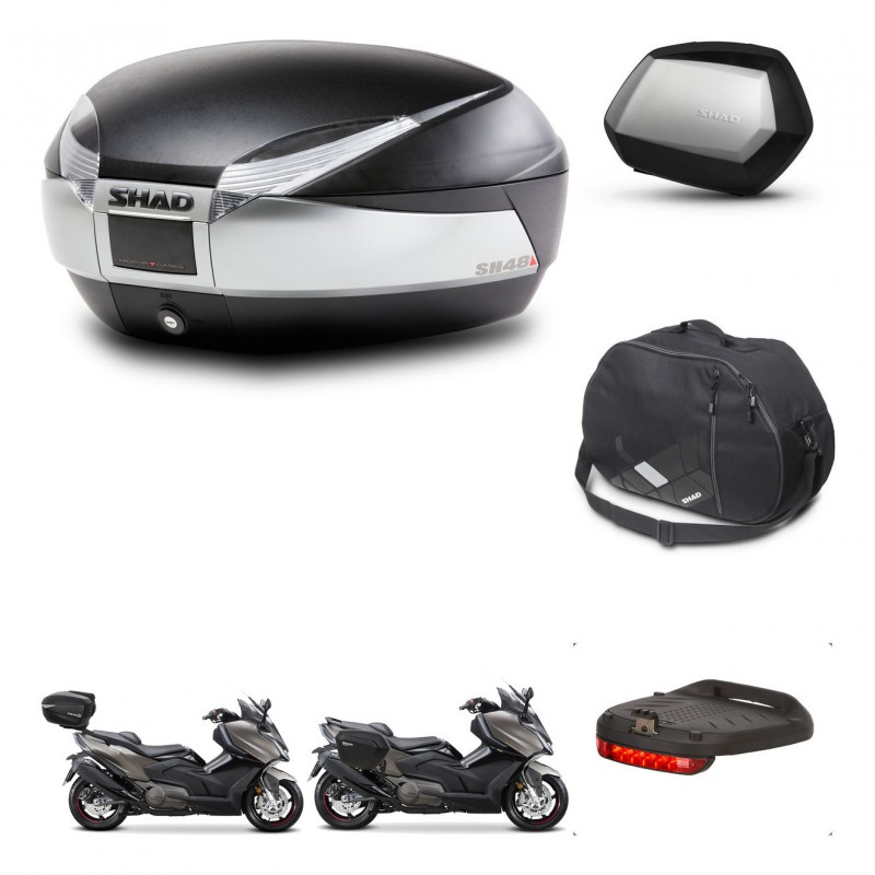 SHAD Maletas SH35 PREMIUM + soporte montaje baul SH48 accesorios TITANIUM KIT-481782