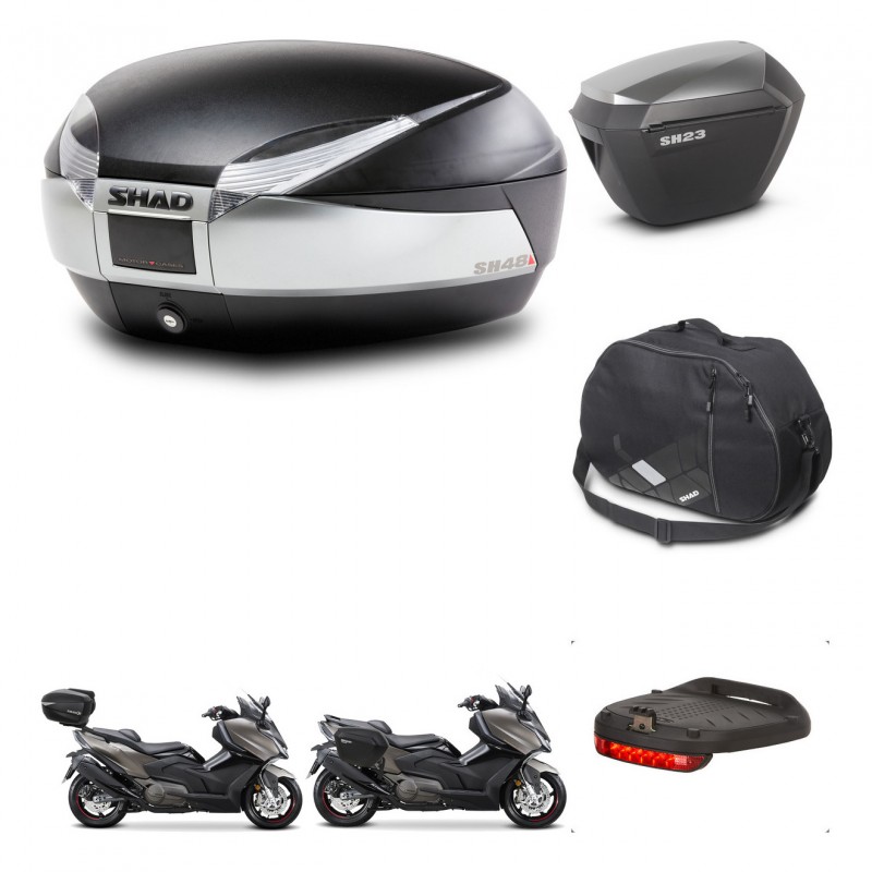 SHAD Maletas sh23 alu + soporte montaje baul SH48 accesorios TITANIUM PREMIUM KIT-481784