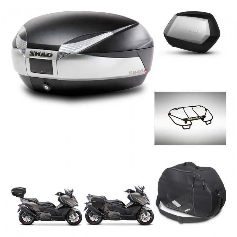 SHAD SH35 PREMIUM suitcases + mounting bracket SH48 trunk accessories TITANIUM KIT-481800