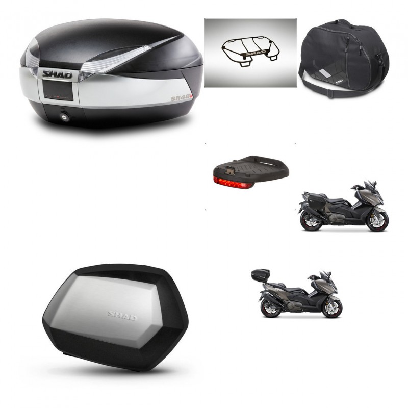 SHAD SH35 PREMIUM suitcases + mounting bracket SH48 trunk accessories TITANIUM KIT-481806