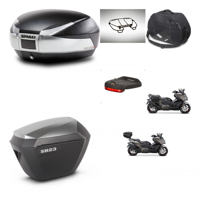 SHAD SH23 alu suitcases + mounting bracket SH48 trunk accessories TITANIUM PREMIUM KIT-481808