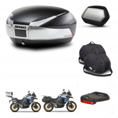 SHAD SH35 PREMIUM suitcases + mounting bracket SH48 trunk accessories TITANIUM KIT-481819