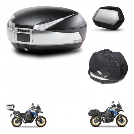 SHAD Maletas SH35 PREMIUM + soporte montaje baul SH48 accesorios TITANIUM KIT-481824