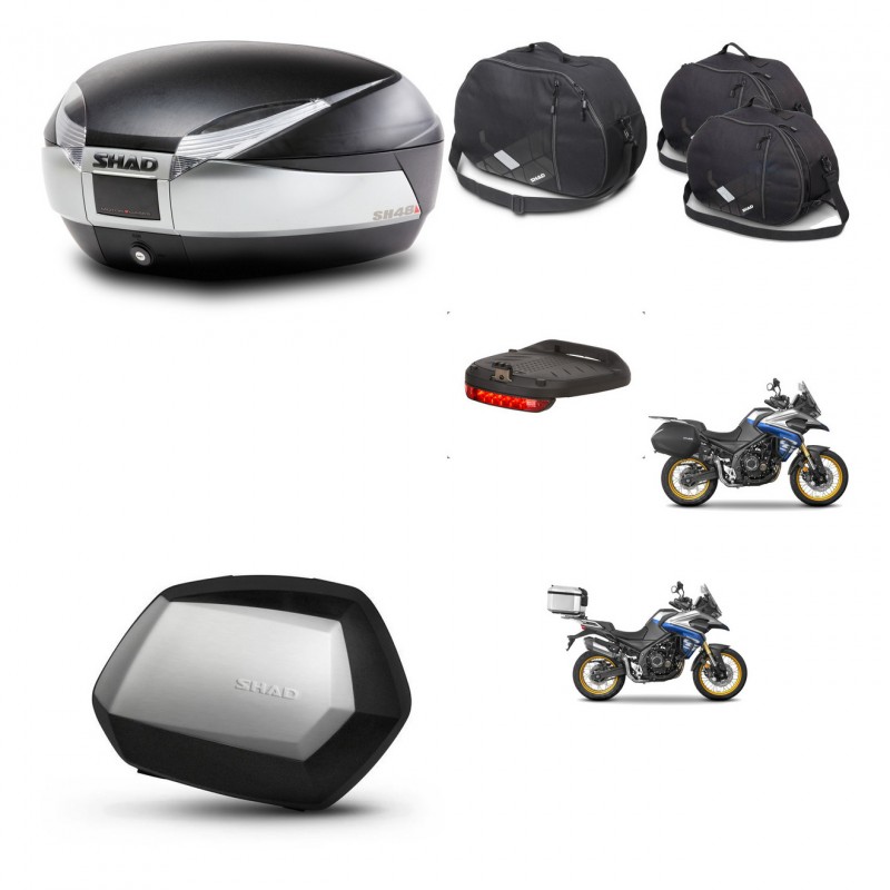 SHAD SH35 PREMIUM suitcases + mounting bracket SH48 trunk accessories TITANIUM KIT-481831