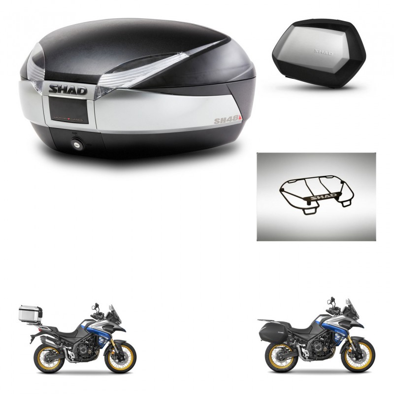 SHAD SH35 PREMIUM suitcases + mounting bracket SH48 trunk accessories TITANIUM KIT-481836