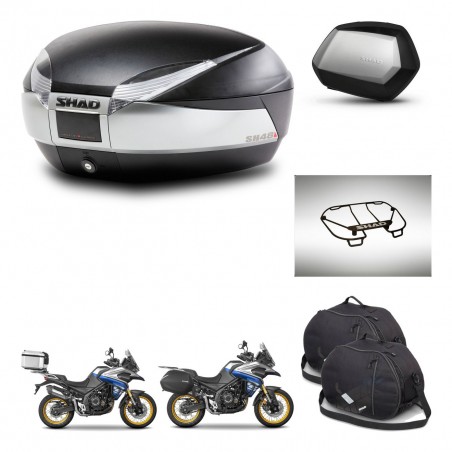 SHAD SH35 PREMIUM suitcases + mounting bracket SH48 trunk accessories TITANIUM KIT-481837