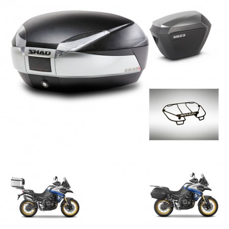 SHAD Maletas sh23 alu + soporte montaje baul SH48 accesorios TITANIUM PREMIUM KIT-481838