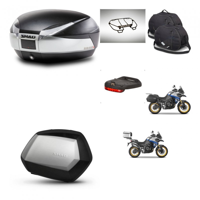 SHAD SH35 PREMIUM suitcases + mounting bracket SH48 trunk accessories TITANIUM KIT-481843