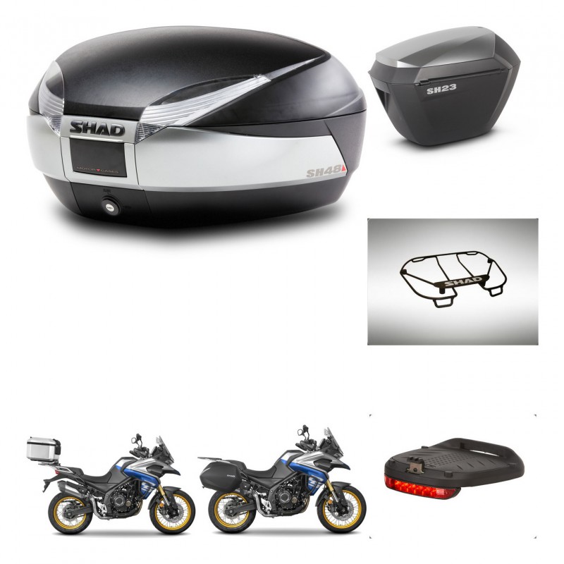 SHAD Maletas sh23 alu + soporte montaje baul SH48 accesorios TITANIUM PREMIUM KIT-481844