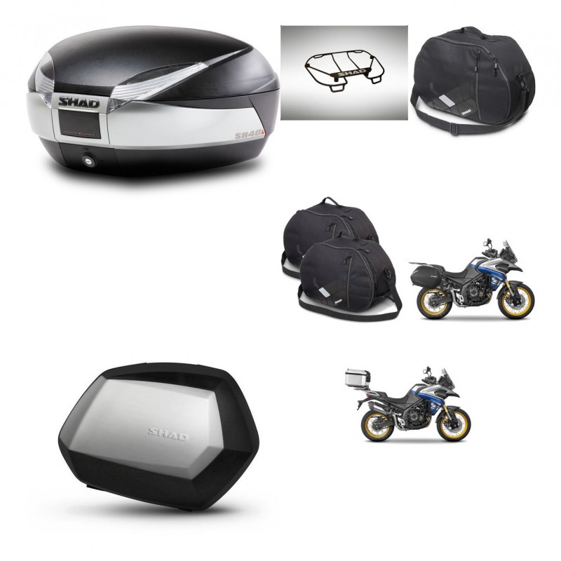 SHAD SH35 PREMIUM suitcases + mounting bracket SH48 trunk accessories TITANIUM KIT-481849