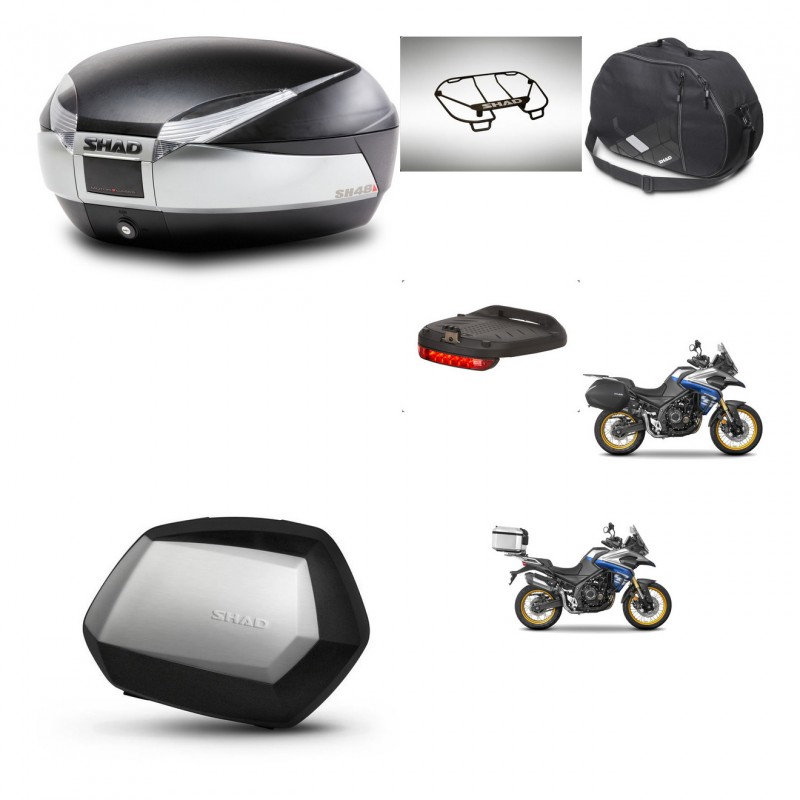SHAD Maletas SH35 PREMIUM + soporte montaje baul SH48 accesorios TITANIUM KIT-481854