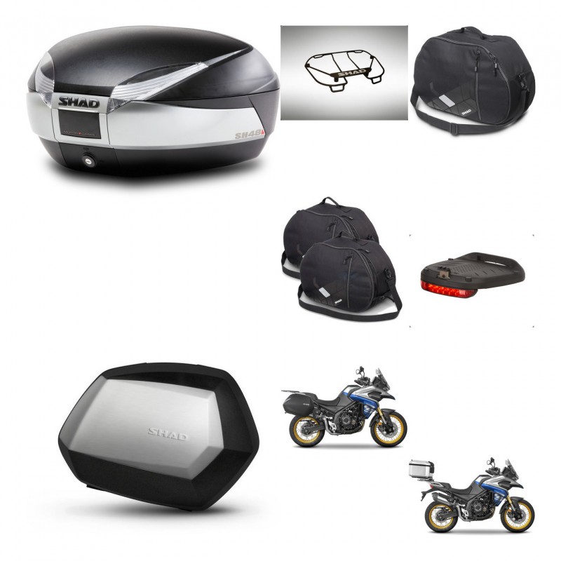 SHAD SH35 PREMIUM suitcases + mounting bracket SH48 trunk accessories TITANIUM KIT-481855