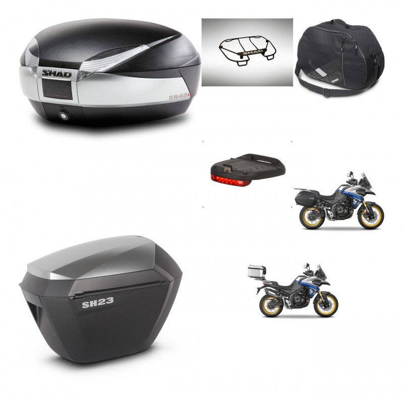 SHAD Maletas sh23 alu + soporte montaje baul SH48 accesorios TITANIUM PREMIUM KIT-481856